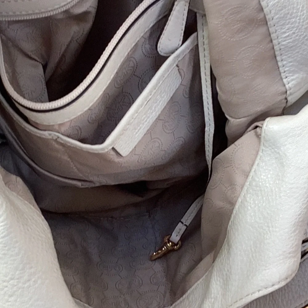 Michael Kors Layton Vanilla Genuine Leather Large Shoulder Tote Hobo Bag